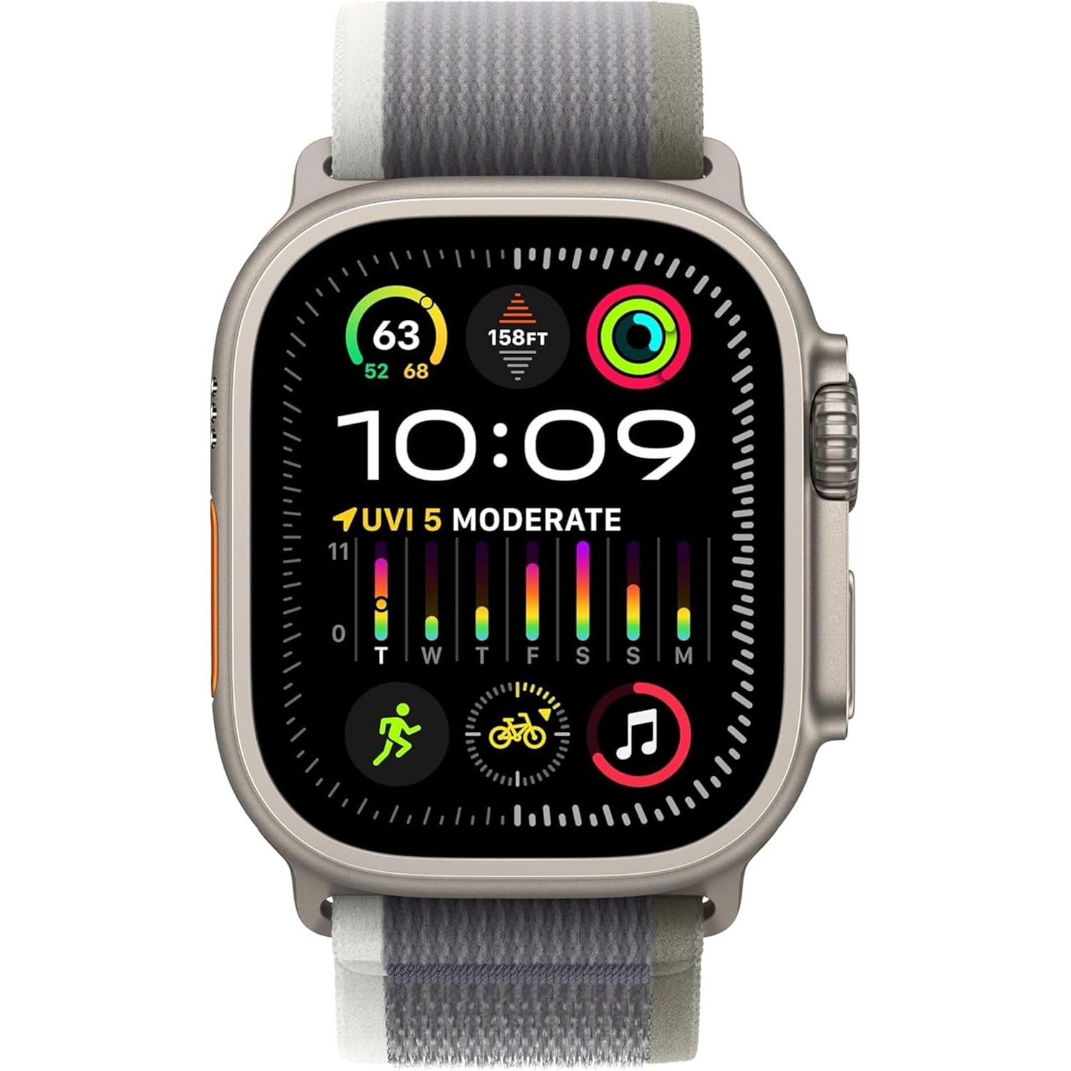 Apple Watch Ultra 2 [GPS + Cellular, 49mm] - Rugged Titanium Case & Blue Alpine Loop - Medium (Renewed)