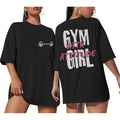 Funny Workout Shirts Women Oversized Weightlifting Graphic Tshirt Gym Girl with Attitude Tees Gym Lover Tops Black