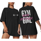 Funny Workout Shirts Women Oversized Weightlifting Graphic Tshirt Gym Girl with Attitude Tees Gym Lover Tops Black