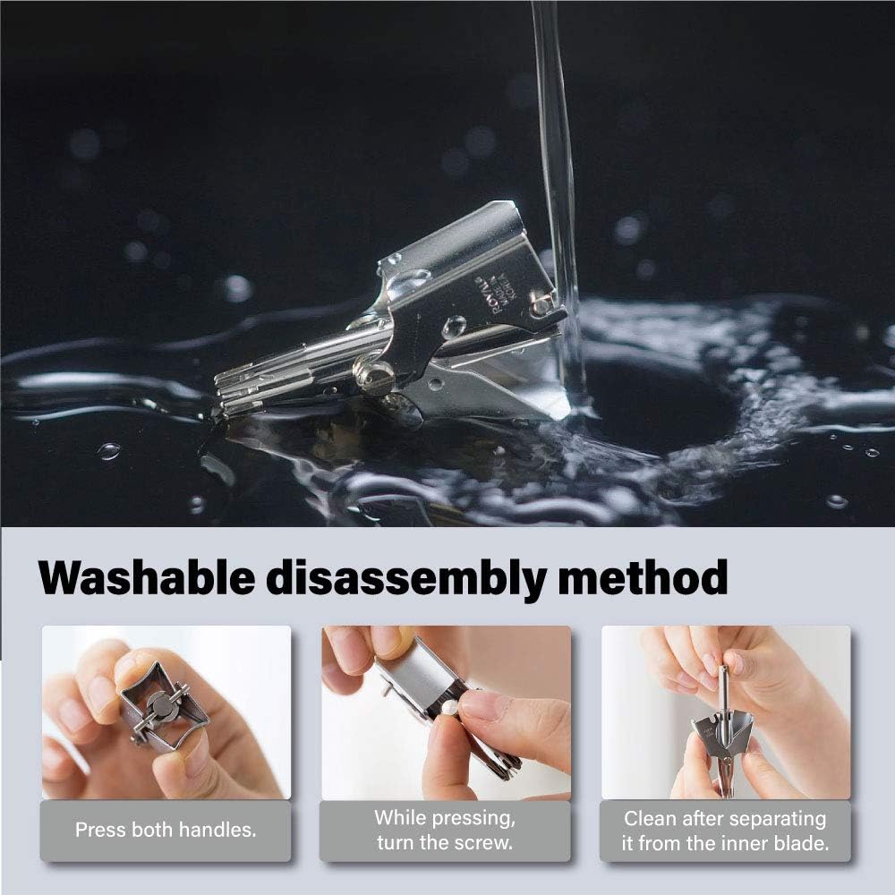 ROYAL [Made in Korea] Nose Hair Trimmer for Men Birdie, Manual, Battery-Free, Water-Resistance, Painless with Twelve Dual-Edged Blades, Patented Mechanism ET-4