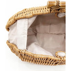 Cuxva Handwoven Shell Rattan Clutch For Women Summer Beach Straw Bags Sea Shell Clutch Purse