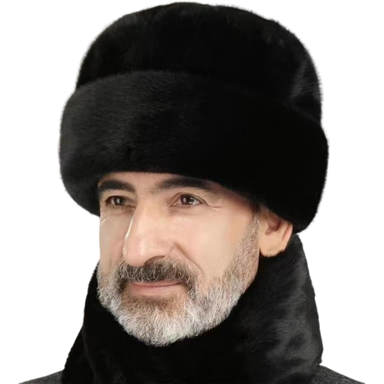 Men Winter Trapper Hat Faux Mink Fur Trooper Hat Russian Ushanka Cossack Hunting Dad Hat Outdoor Ski Snow Cap