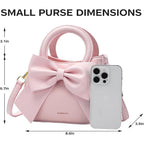Small Purses for Women Crossbody Bag, Vegan Leather Crossbody Purses and Handbags with Top Carry Handle and Cute Bow Knot