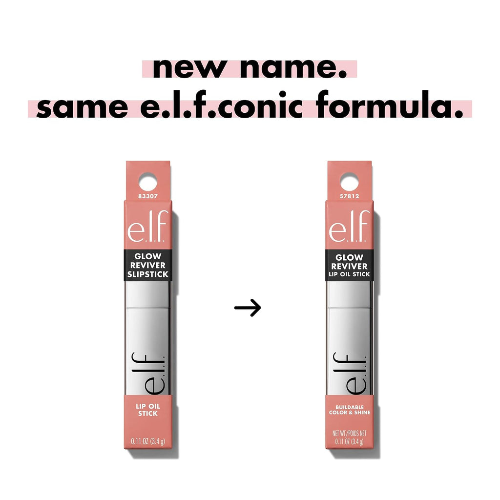 E.L.F. Glow Reviver Lip Oil Stick, Tinted, Non-Sticky & Hydrating For A Soft-Shine Finish, Vegan & Cruelty-Free, Rose Latte