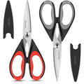 Ibayam Kitchen Scissors Shears All Purpose Heavy Duty, Protective Sheath | 2-Pack, Ultra-Sharp Stainless Blades, Soft Comfort-Grip, Dishwasher Safe, Cutting Food Cooking Meat Poultry Kitchen Utensils