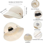 YAMEIZE Trendy Wide Brim Sun Hat - for Women Men Foldable Sun Hat Adjustable Quick Dry Beach Travel Sun Protection Outdoor Beige