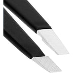 Eyebrow Tweezers Stainless Steel Facial Hair Removal Tweezers for Men & Women in Black with Slanted Tip for Easy Plucking by AURAY