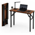 Small Folding Computer Desk – Portable 35.8 Inch Foldable Laptop Table, No-Assembly, Collapsible And Compact For Easy Storage, Lightweight For Small Spaces, Craft And Study Use, Dark Walnut