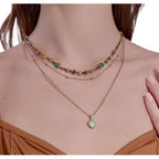 boho layered Original design Retro style multi-layer beaded necklace Fashion women's gold-plated necklace M3396