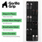 Gorilla Grip Over The Door Shoe Organizer, 24 Large Breathable Mesh Pockets, Space Saving Hanging Storage Holder, Closet Rack Hanger Holds Up To 40 Lbs, Hangs On Closets For Shoes, Accessories, Black