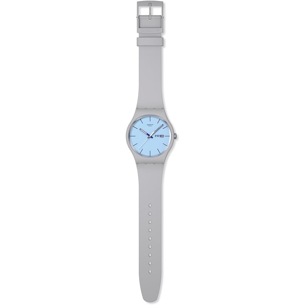 Swatch New Gent Biosourced Unisex Watch Casual Polymer Grey Quartz Waterproof Blueberry Sky