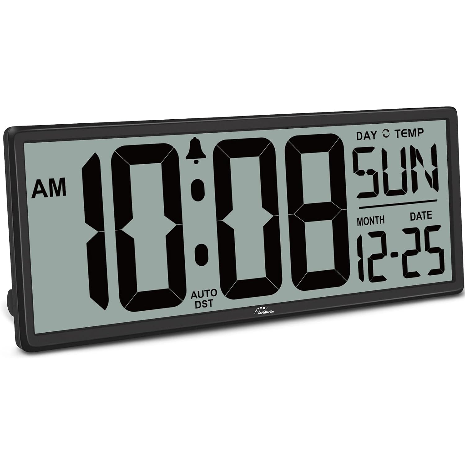 14.5'' Large Digital Wall Clock Battery Operated With Jumbo Numbers, Temperature And Date - Easy To Read And Set, Auto Dst