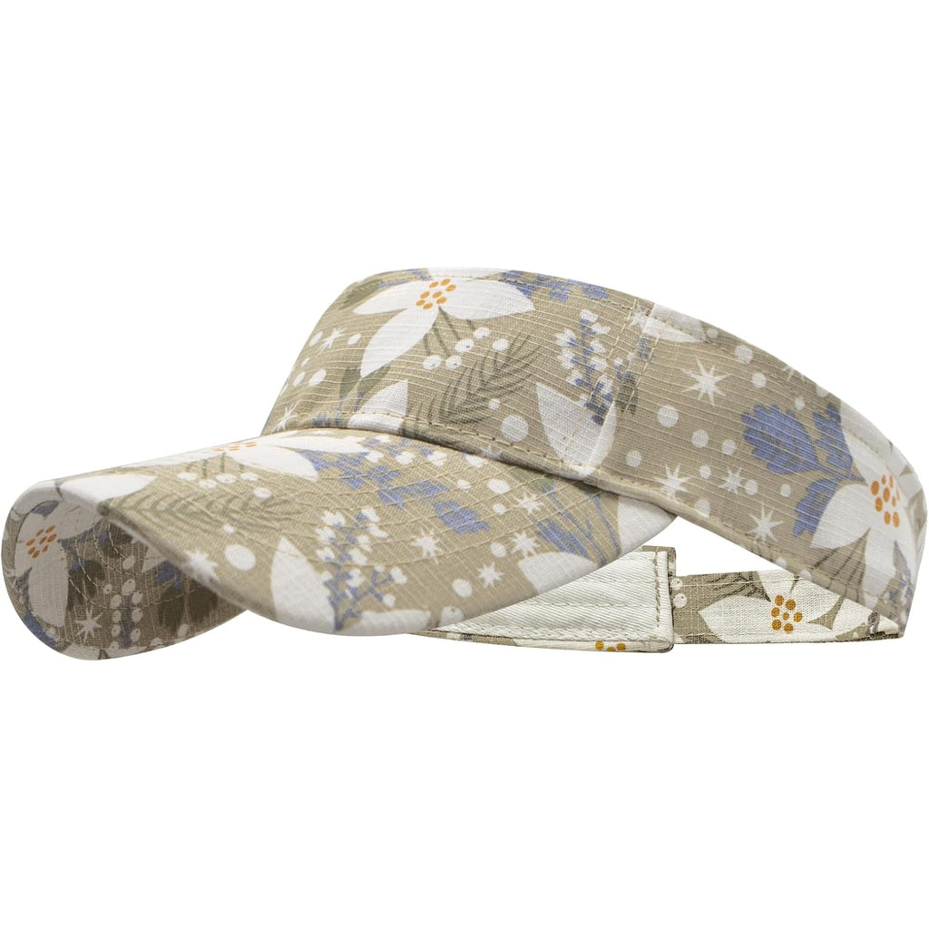 YAMEIZE Sun Visors for Women Men - Print Flower Running Golf Tennis Sun Hat Adjustable Ponytail Baseball Cap for Sport