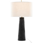 Lumisource Kona 31" Contemporary Polyresin Table Lamp In Matte Black Polyresin, Modern Brass And Natural Linen Shade From Grandview Gallery Set Of 2