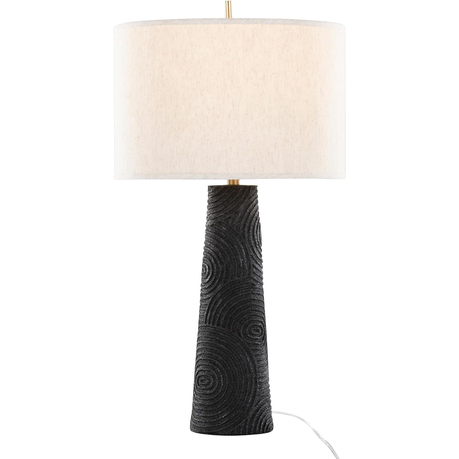 Lumisource Kona 31" Contemporary Polyresin Table Lamp In Matte Black Polyresin, Modern Brass And Natural Linen Shade From Grandview Gallery Set Of 2