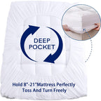 Mattress Topper Short Queen Rv Size, Cooling Extra Thick Breathable Viscose Made From Bamboo Mattress Pad, Soft Quilted Fitted Mattress Cover With 1000 Gsm Down Alternative Fill (8-21”Deep Pocket)