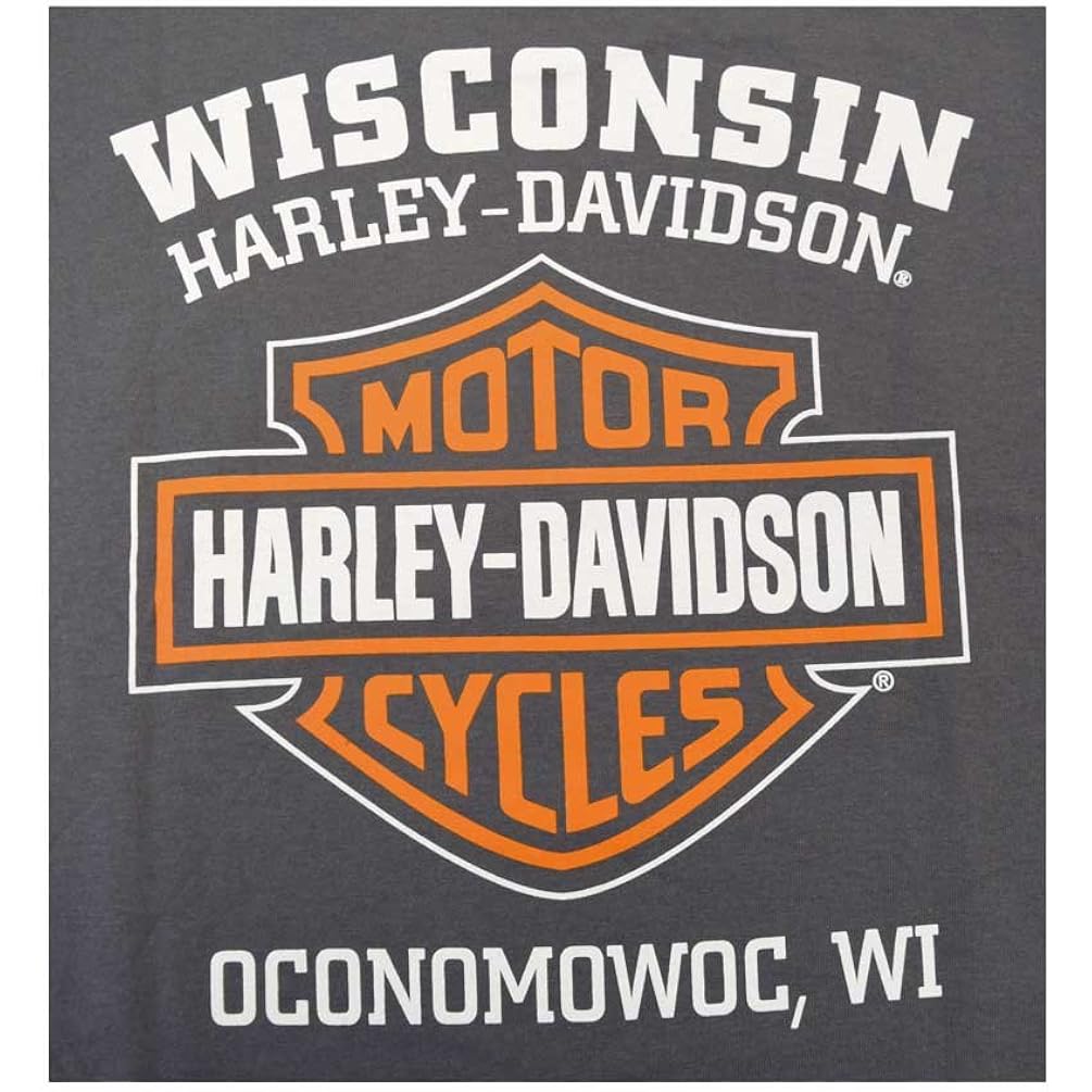 Harley-Davidson Men'S Orange Elongated Bar & Shield White T-Shirt 30291967
