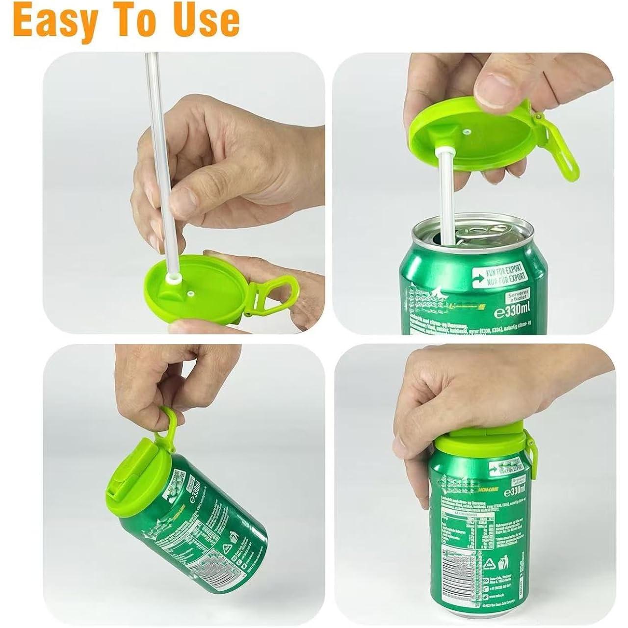 Original Creator - Dipesi 4-Pack 4 Color Soda Can Lids With Straw, Soda Can Covers With Silicone Straw Bpa-Free Reusable For Fits Standard For Canned Beverage, Beer, Juice,Seltzer. (Colour Mixture)