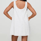 Womens Babydoll Tank Dress Y2K Lace Trim Square Neck Mini Dress Loose Aesthetic Sleeveless Flowy Backless Short Sundress