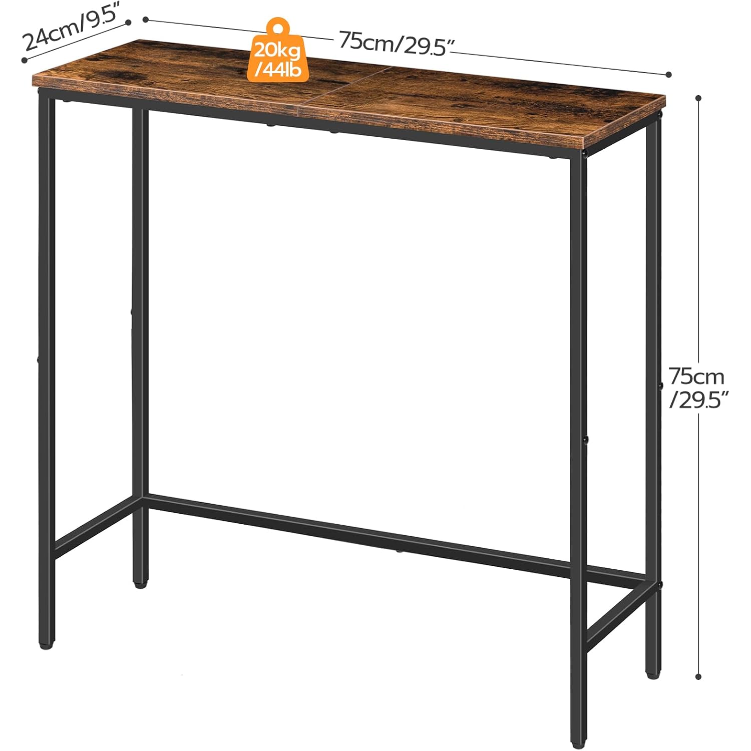 Hoobro Narrow Console Table, 29.5" Small Entryway Table, Thin Sofa Side Display Table, For Hallway, Bedroom, Living Room, Foyer, Rustic Brown And Black Bf75Xg01