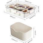 Pure Future Air-Tight Snackle Box Container –Divided Serving Tray With Lid & Handle–Clear Snack Box For Fruits, Candy & Nuts–Portable For Travel & Daily Use (8 Inside Containers Dishwasher Safe)