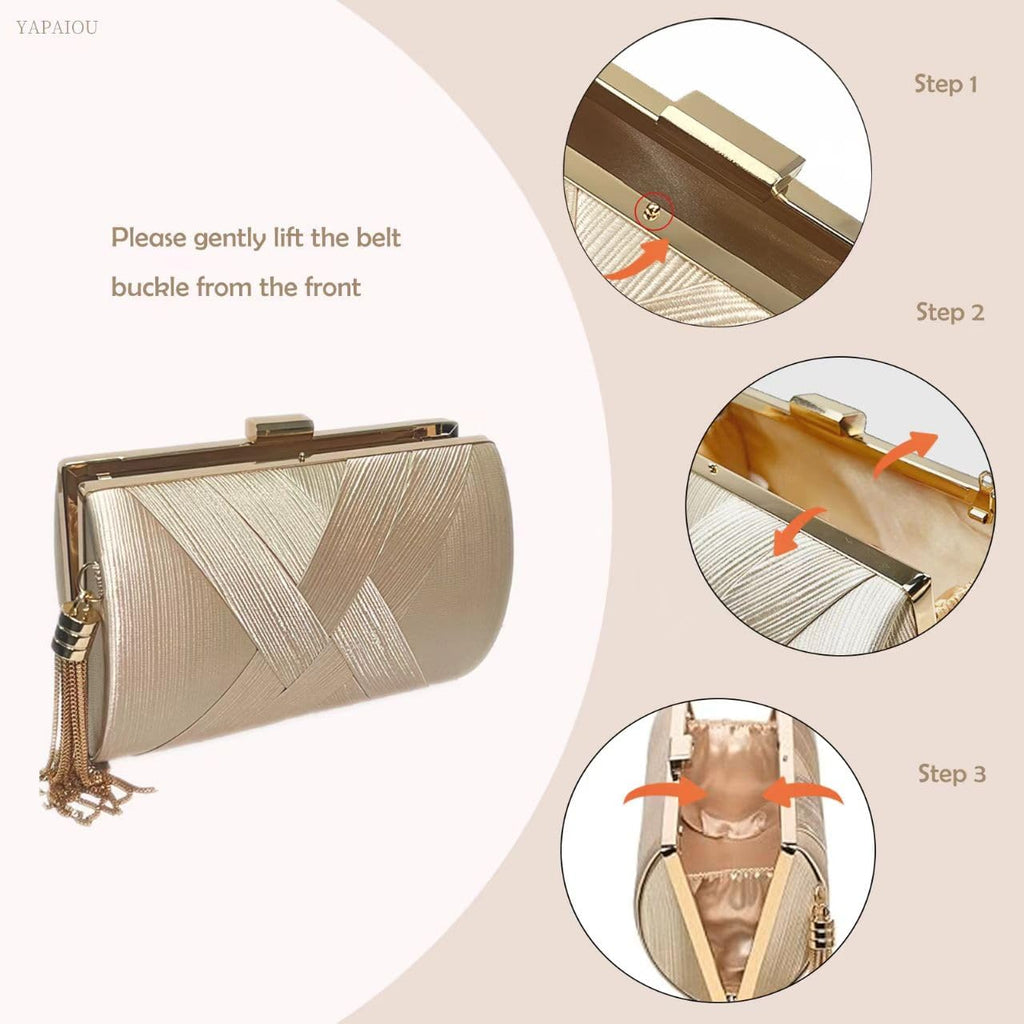 Clutch Purses For Women Tassel Evening Clutch bag Cross Body & Shoulder Bag For Wedding Night out Party