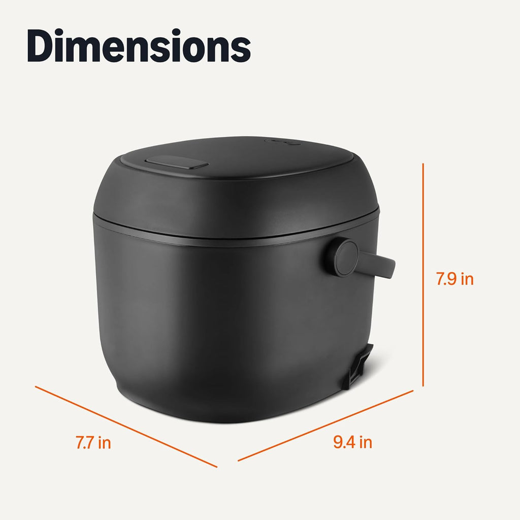 Amazon Basics Rice Cooker Small 3-cup Uncooked 6-cup Cooked, Micon with Fuzzy Logic,Keep Warm, Black