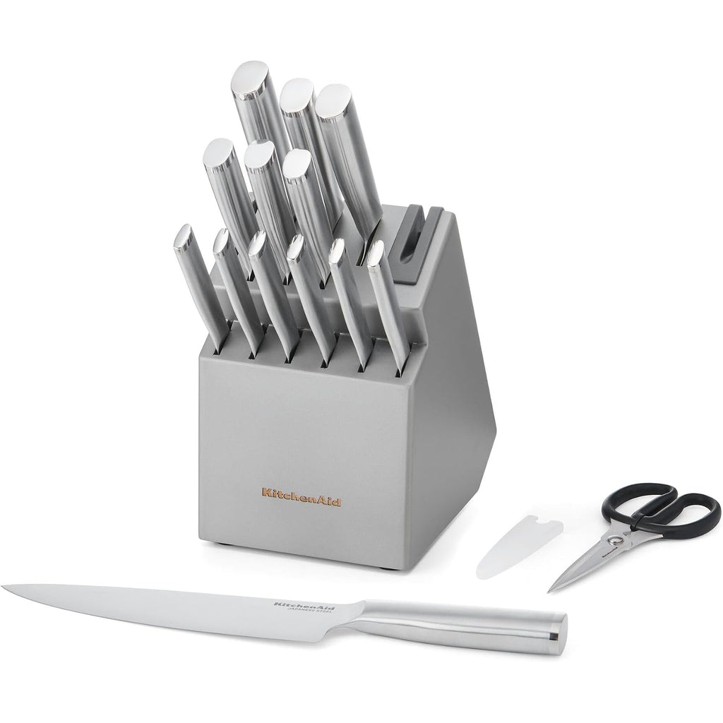 Kitchenaid Gourmet Knife Block Set With Built-In Sharpener, 15-Piece, Stainless Steel