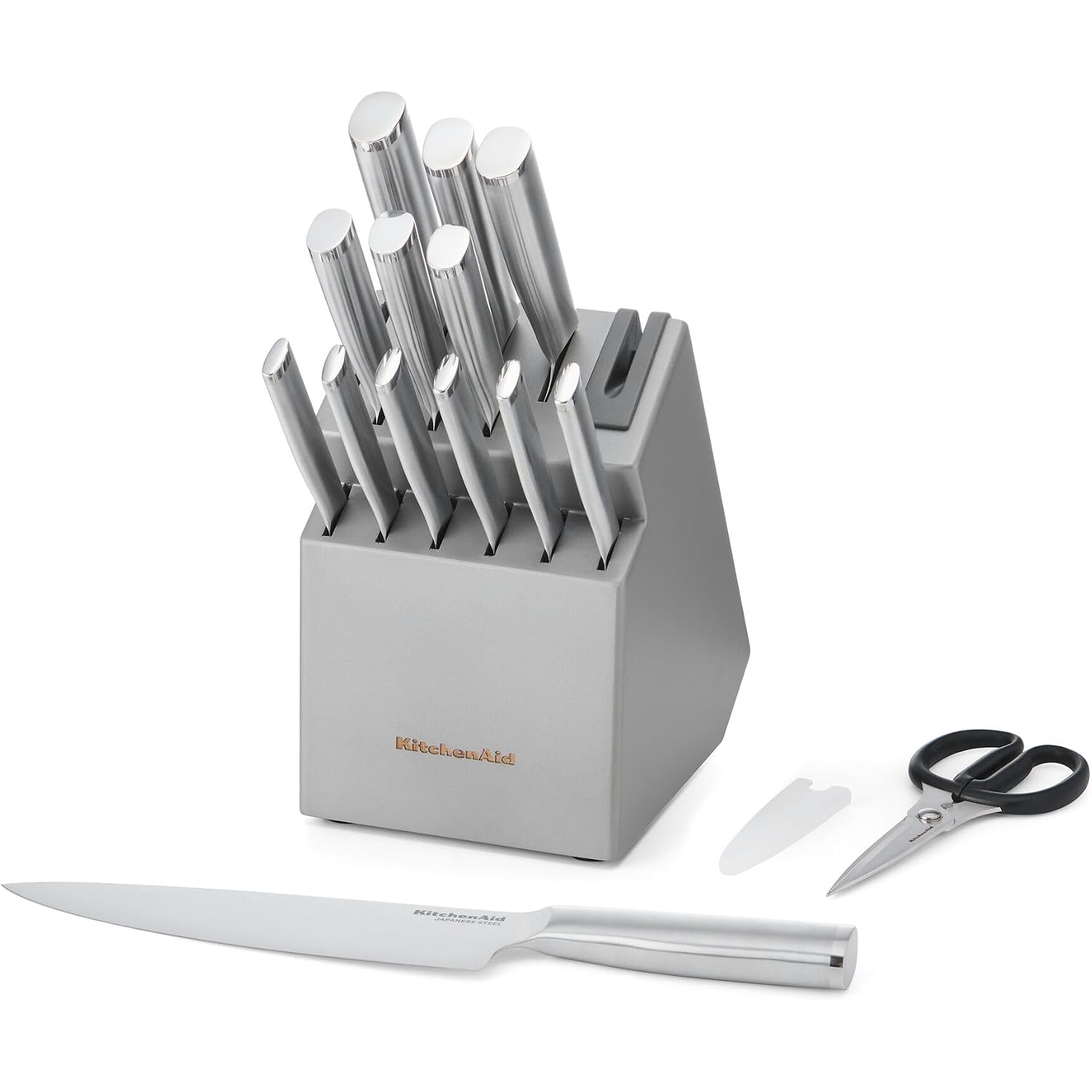 Kitchenaid Gourmet Knife Block Set With Built-In Sharpener, 15-Piece, Stainless Steel