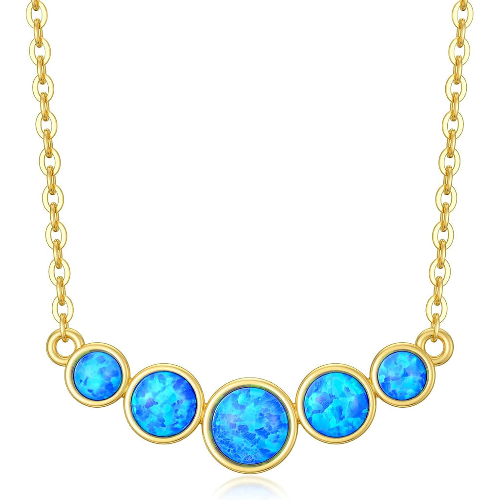 SISGEM Solid 14K Gold Opal Necklace for Women, Real Gold Choker Necklace Fine Jewelry Gifts for Wife,Mom,Mother'Day, 18 Inch