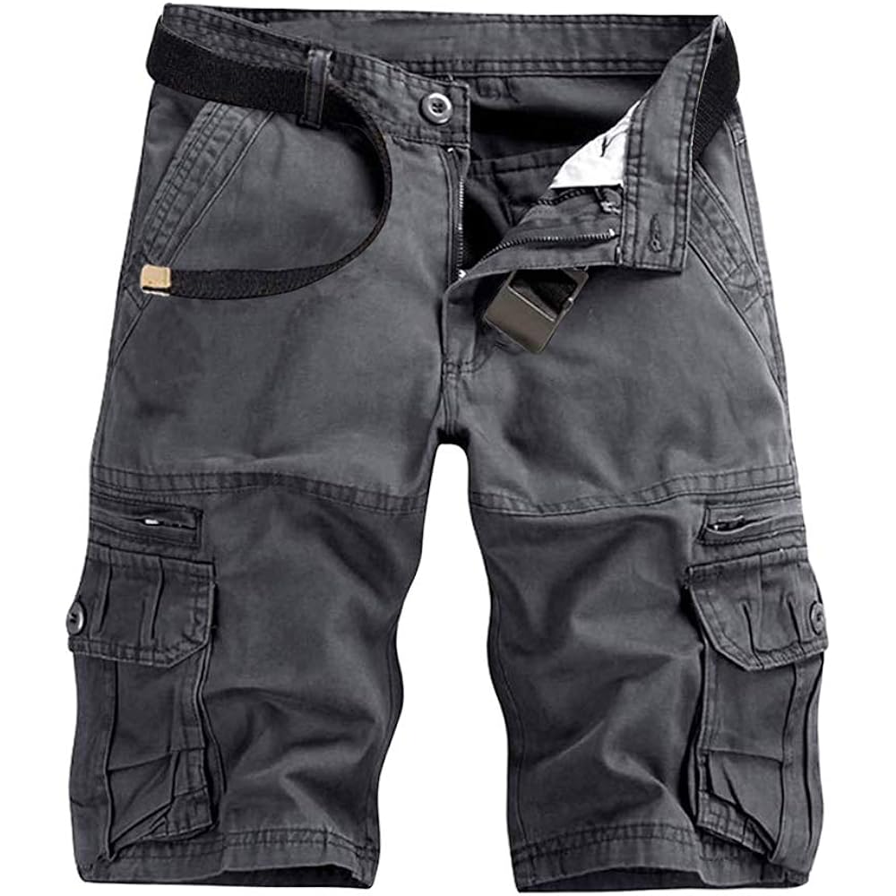 Akarmy Men'S Lightweight Multi Pocket Cotton Casual Cargo Shorts,Outdoor Twill Camo Shorts With Zipper Pockets(No Belt)