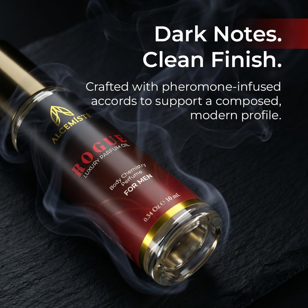 Premium Pheromone Cologne For Men - Body Chemistry Perfume For Men With Pheromones - Concentrated, Oil Based, Travel Size Formula - Long-Lasting Rich Amber, Wood and Musk Scent - 0.34 oz