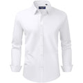 Alimens & Gentle Men'S Dress Shirt Regular Fit Stretch Stain Shield Long Sleeve Solid Business Wedding Button Down Shirts