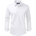 Alimens & Gentle Men'S Dress Shirt Regular Fit Stretch Stain Shield Long Sleeve Solid Business Wedding Button Down Shirts