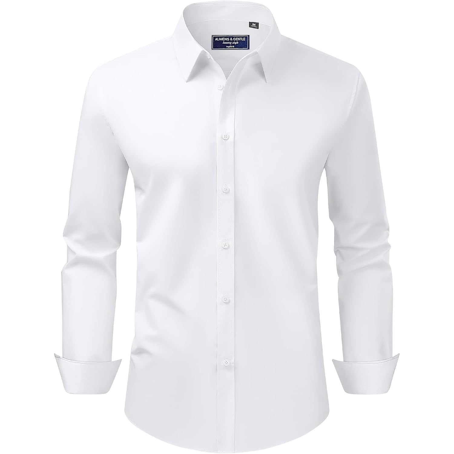 Alimens & Gentle Men'S Dress Shirt Regular Fit Stretch Stain Shield Long Sleeve Solid Business Wedding Button Down Shirts