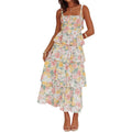 Abyovrt Women Floral Maxi Dress Sleeveless Bow Back Tiered Boho Flowy Long Dresses Summer Fall