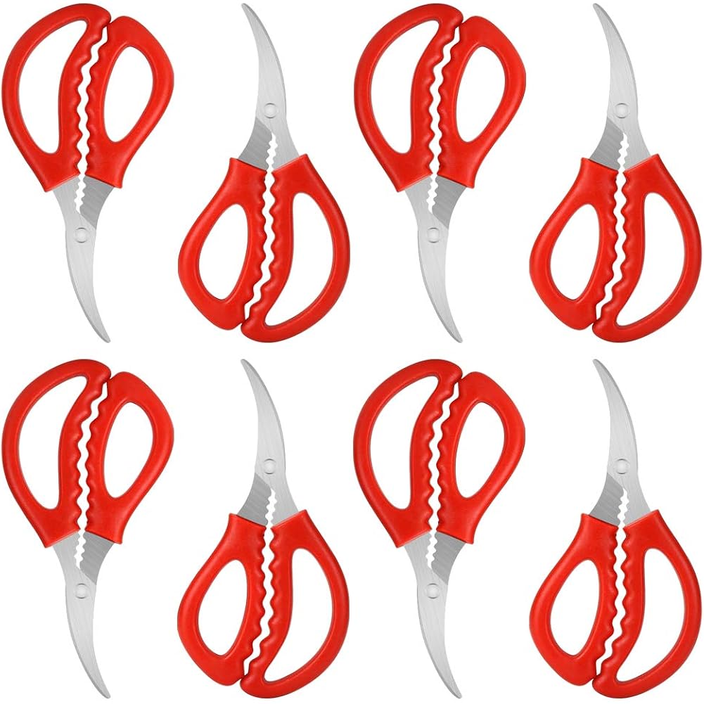 Calary 8Pcs Seafood Scissors Crab Scissors Seafood Shears Multifunctional Crab Leg Crackers And Tools