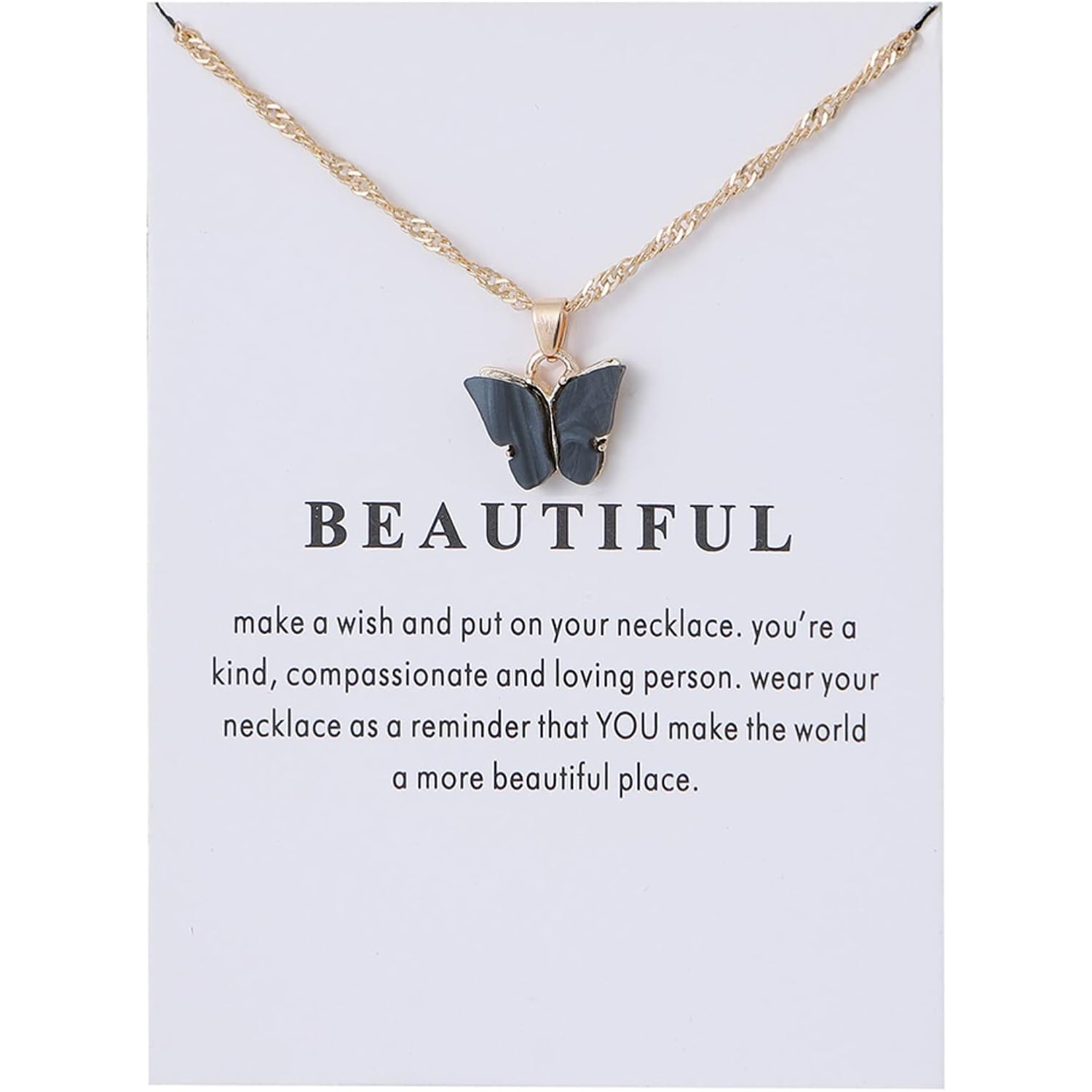 Rrdaily 9 Pcs Dainty Colorful Butterfly Pendant Necklace Set for Women,Bohemian Acrylic Butterfly Chain Necklace Cute Jewelry Gift