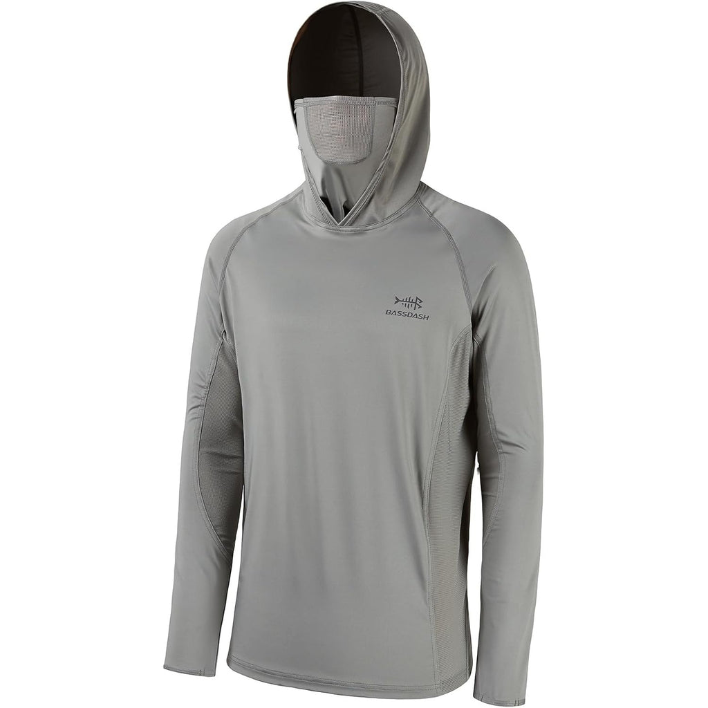 Bassdash Upf 50+ Men’S Long Sleeve Fishing Shirt With Mask Uv Neck Gaiter Hoodie