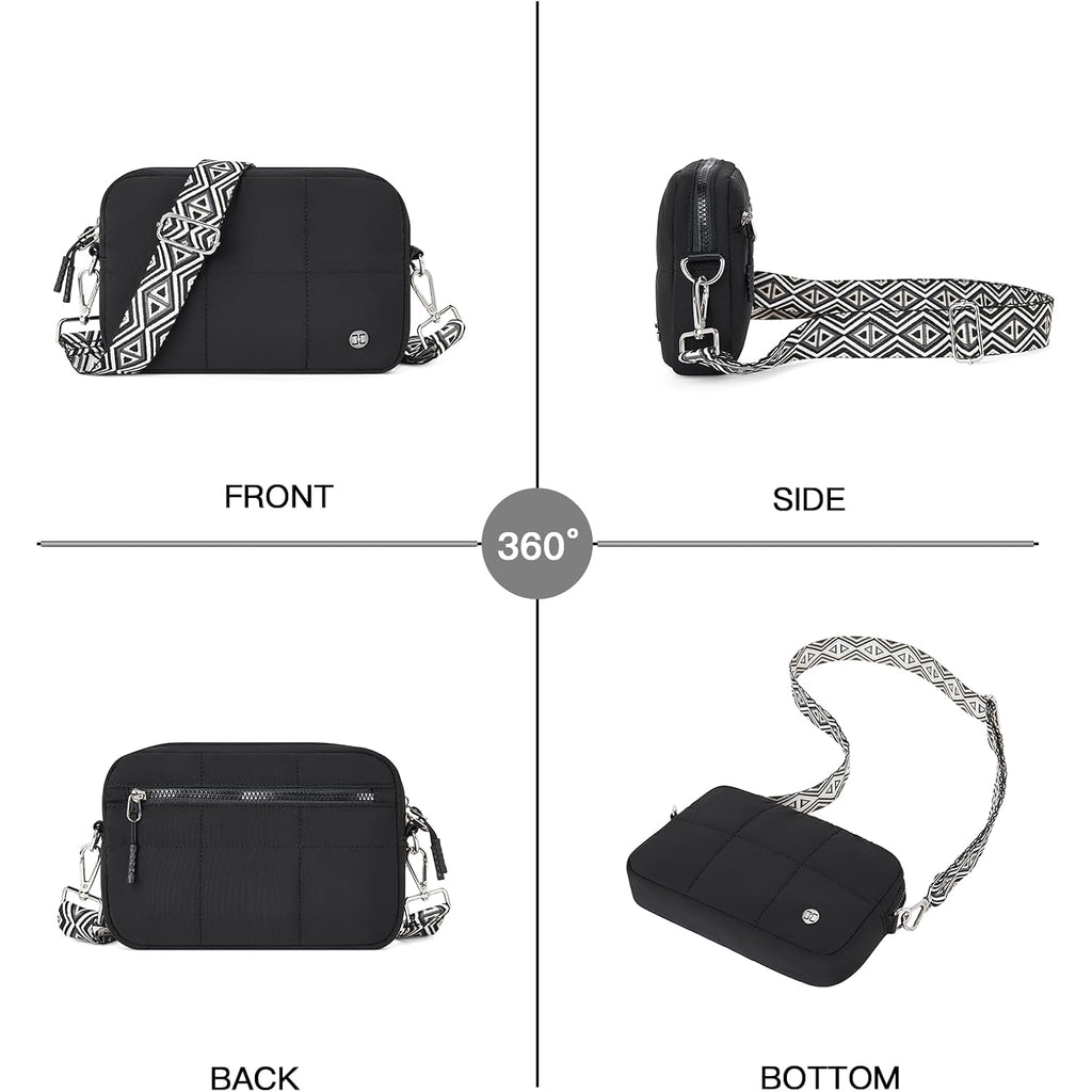 Telena Crossbody Bags For Women Cross Body Purse With Guitar Strap Lightweight Puffer Shoulder Bag For Travel
