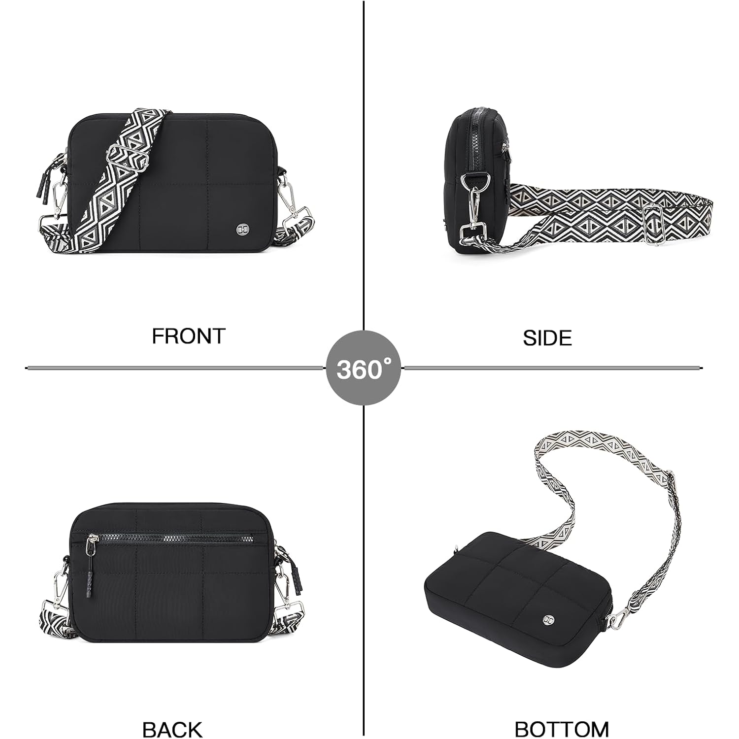 Telena Crossbody Bags For Women Cross Body Purse With Guitar Strap Lightweight Puffer Shoulder Bag For Travel