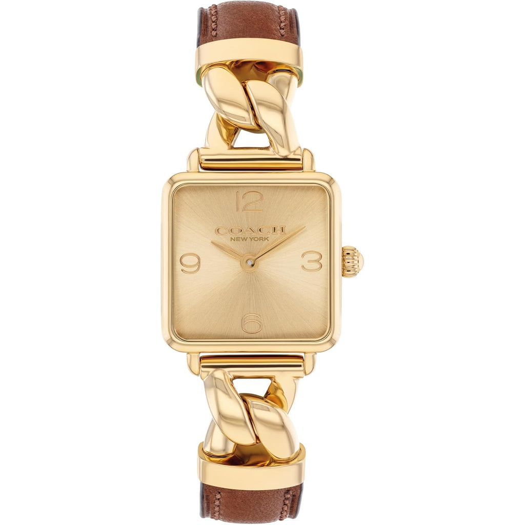 Coach Cass Women'S 2H Quartz Watch – Square Stainless Steel Case – Calfskin Strap – Stylish Accessory, Gift For Her 22M