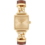Coach Cass Women'S 2H Quartz Watch – Square Stainless Steel Case – Calfskin Strap – Stylish Accessory, Gift For Her 22M