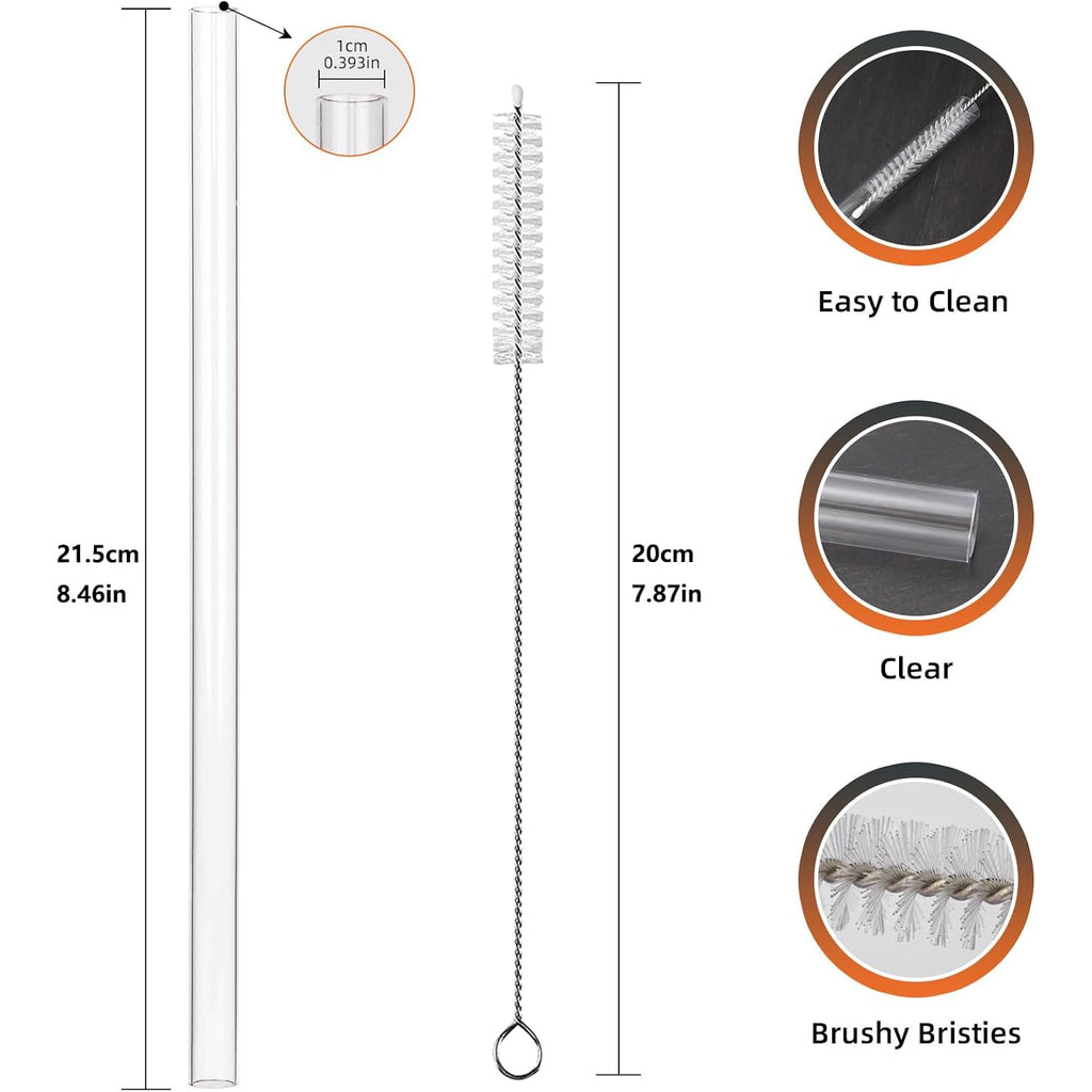 Replacement Straws For Hydrojug Traveler 40 Oz, Reusable Plastic Straws Compatible With Hydrojug Cup, Clear Transparent Straight Drinking Straws, Set Of 5 Reusable Straws With 2 Cleaning Brushes