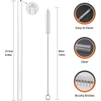 Replacement Straws For Hydrojug Traveler 40 Oz, Reusable Plastic Straws Compatible With Hydrojug Cup, Clear Transparent Straight Drinking Straws, Set Of 5 Reusable Straws With 2 Cleaning Brushes