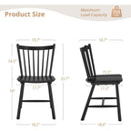 Lue Bona Upgraded Dining Chairs Set Of 4, Farmhouse Wooden Spindle Back Kitchen Chairs, Windsor Dining Chairs For Kitchen And Dining Room, Black
