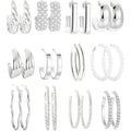 Gold Hoop Earrings Set for Women, Fashion Chunky Pearl Earrings Multipack Twisted Statement Earring Pack, Hypoallergenic Small Big Hoops Earrings for Birthday Party