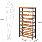 48 Bottle Wine Rack Freestanding Floor With Wood Top,8-Tier Wine Storage Shelf With Serving Station, Wine Holder For Kitchen, Bar, Dining Room, Home Bar Cabinet For Wine Bottles, No Wobble