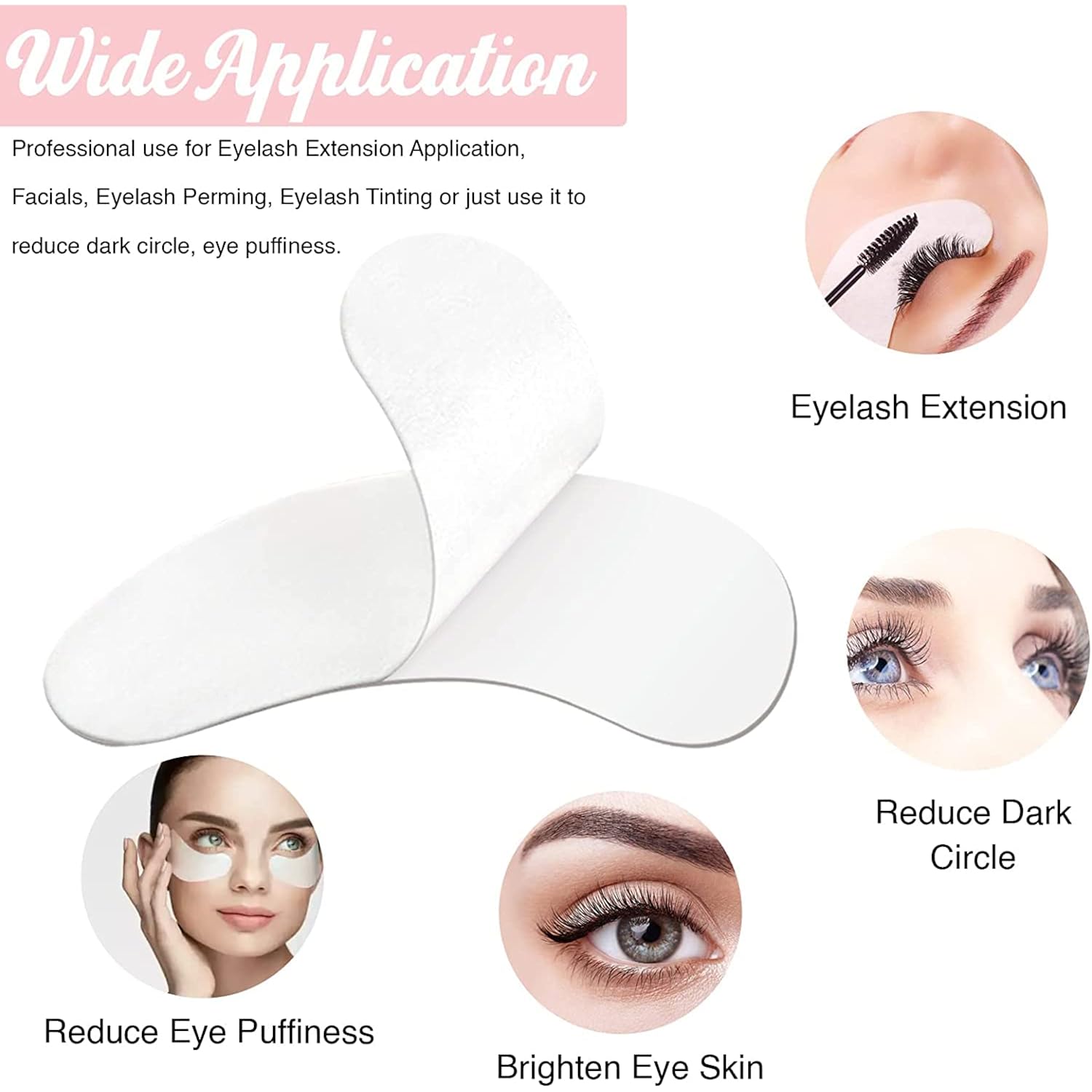 100 Pairs Greenlife Natural Hydrogel Eye Gel Pads - Collagen And Aloe Vera Patches For Under Eyes - Eyelash Extension Kit
