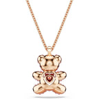Swarovski Teddy Bear Pendant Necklace, Pink Crystals, Rose Gold-Tone Finish